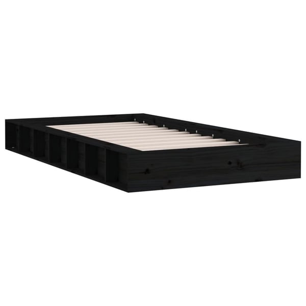vidaXL Sengeramme svart 135x190 cm Double heltre
