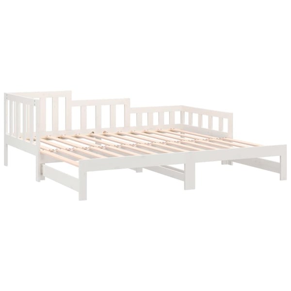 vidaXL Uttrekkbar dagseng hvit 2x(90x190) cm heltre furu