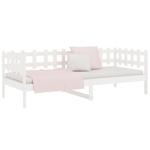 vidaXL Dagseng hvit 90x200 cm heltre furu