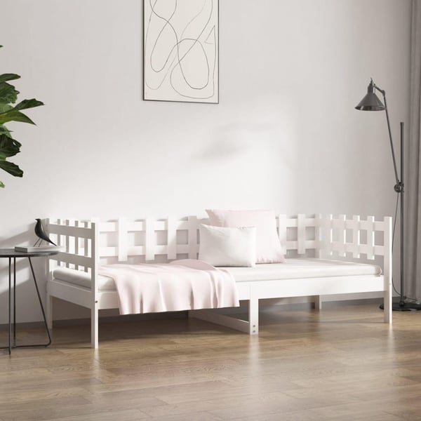 vidaXL Dagseng hvit 90x200 cm heltre furu
