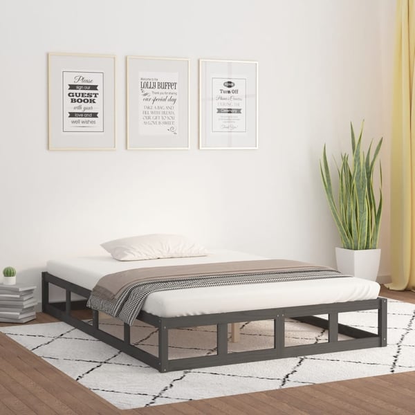 vidaXL Sengeramme grå 150x200 cm King Size heltre