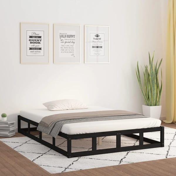 vidaXL Sengeramme svart 140x190 cm heltre