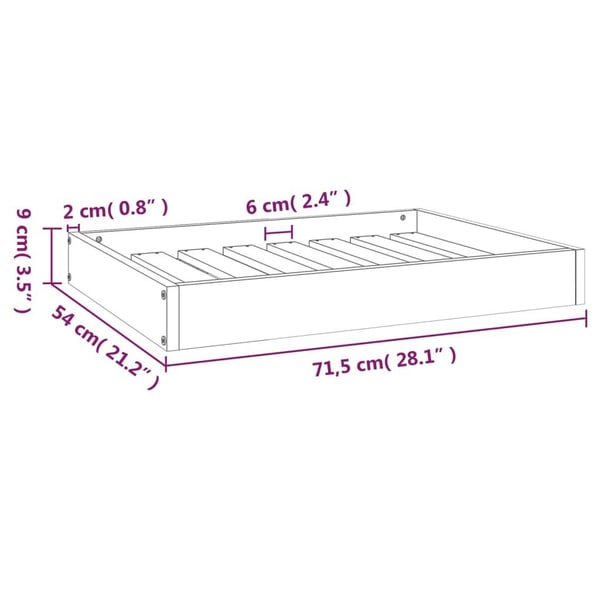 vidaXL hundeseng 71,5x54x9 cm massivt fyrretræ sort