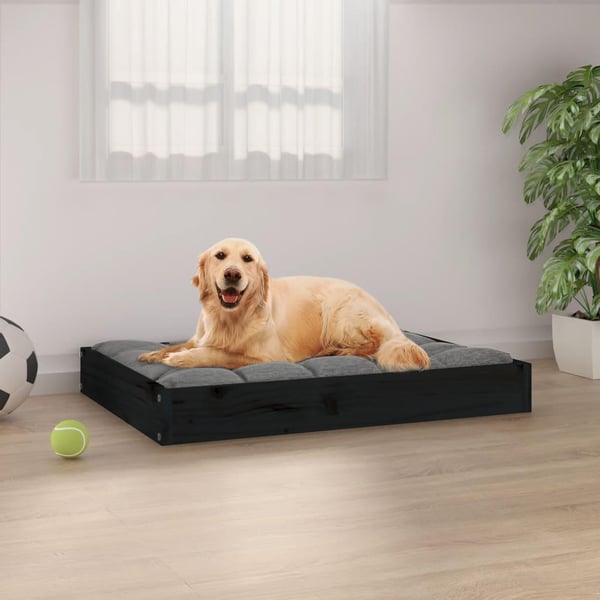 vidaXL hundeseng 71,5x54x9 cm massivt fyrretræ sort
