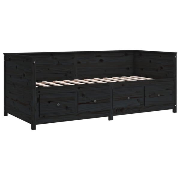 vidaXL Dagseng svart 75x190 cm heltre furu