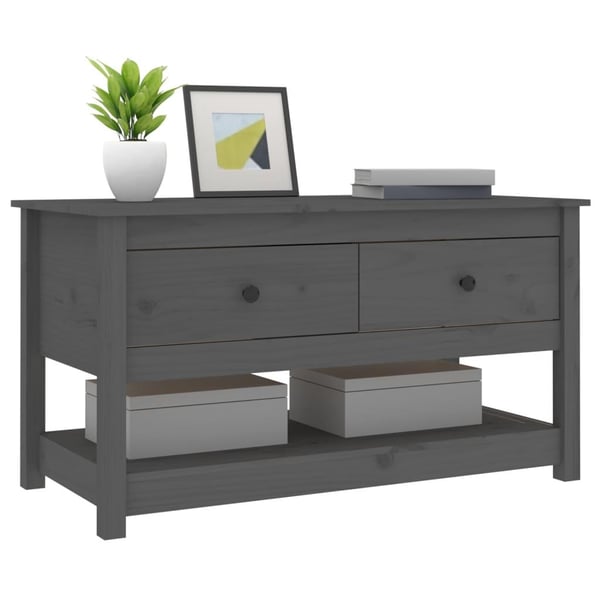 vidaXL sofabord 102x49x55 cm massivt fyrretræ grå