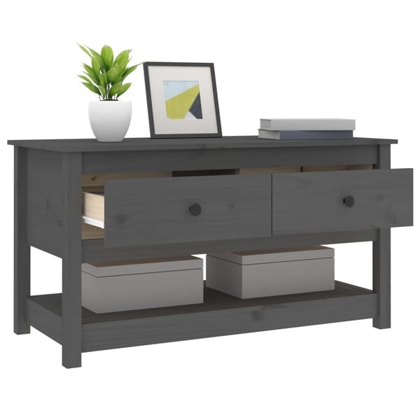 vidaXL sofabord 102x49x55 cm massivt fyrretræ grå
