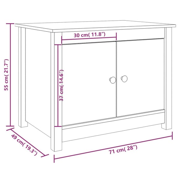 vidaXL Salongbord hvit 71x49x55 cm heltre furu