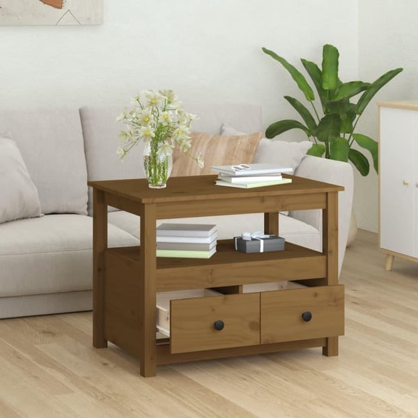 vidaXL Salongbord honningbrun 71x49x55 cm heltre furu