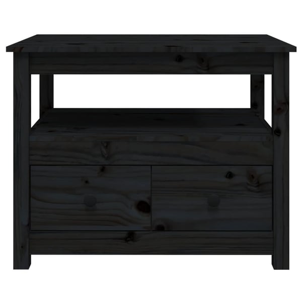 vidaXL sofabord 71x49x55 cm massivt fyrretræ sort