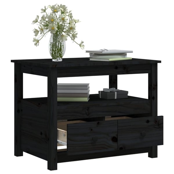 vidaXL sofabord 71x49x55 cm massivt fyrretræ sort