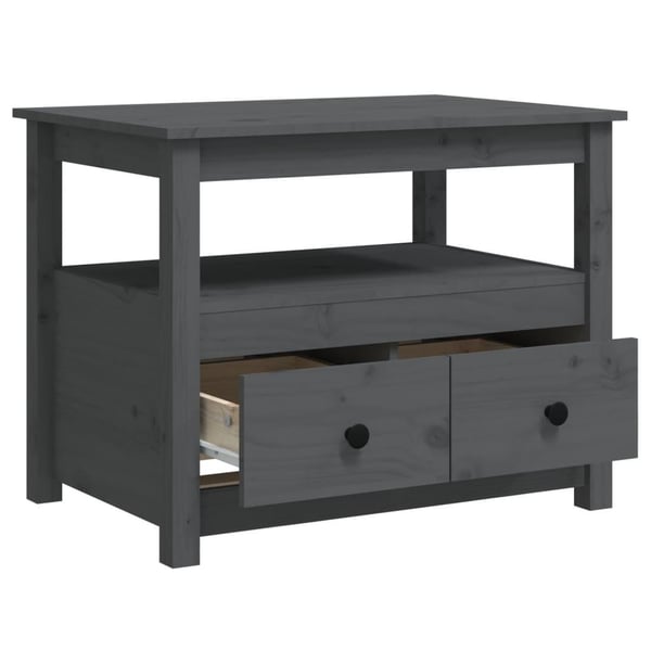 vidaXL Salongbord grå 71x49x55 cm heltre furu