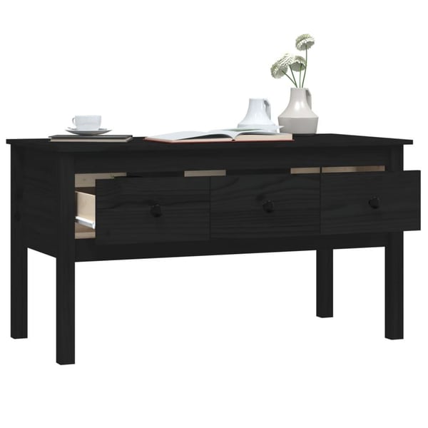 vidaXL sofabord 102x49x55 cm massivt fyrretræ sort