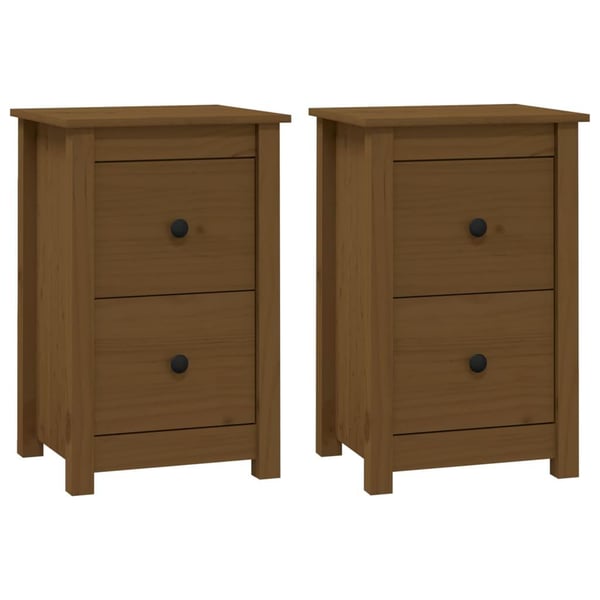 vidaXL sengeborde 2 stk. 40x35x61,5cm massivt fyrretræ gyldenbrun