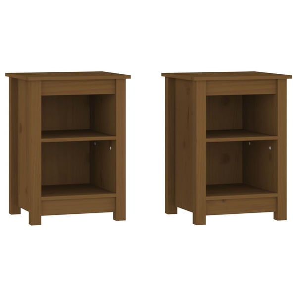 vidaXL sengeborde 2 stk. 40x35x55 cm massivt fyrretræ gyldenbrun