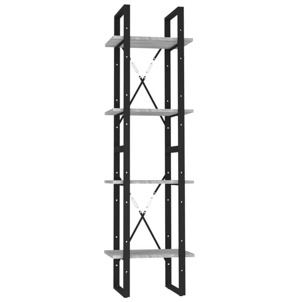 vidaXL bogreol m. 4 hylder 40x30x140 cm konstrueret træ grå sonoma