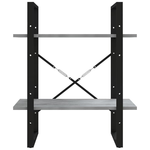 vidaXL bogreol m. 2 hylder 60x30x70 cm konstrueret træ grå sonoma