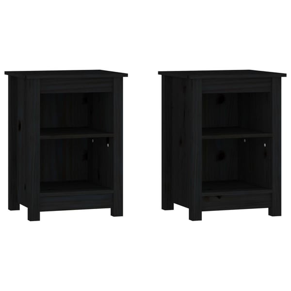 vidaXL Nattbord 2 stk svart 40x35x55 heltre furu