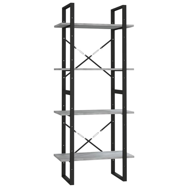 vidaXL bogreol m. 4 hylder 60x30x140 cm konstrueret træ grå sonoma