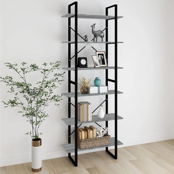 vidaXL reol 80x30x210 cm konstrueret træ grå sonoma-eg