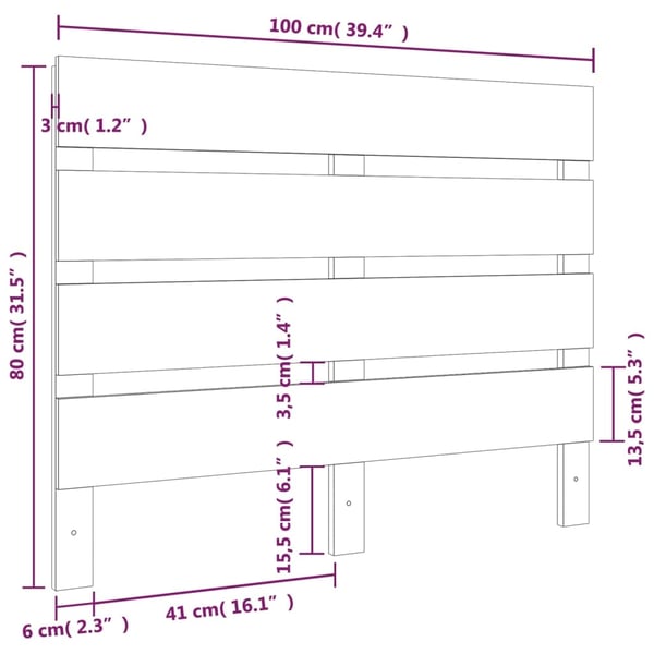 vidaXL Sengegavl honningbrun 100x3x80 cm heltre furu