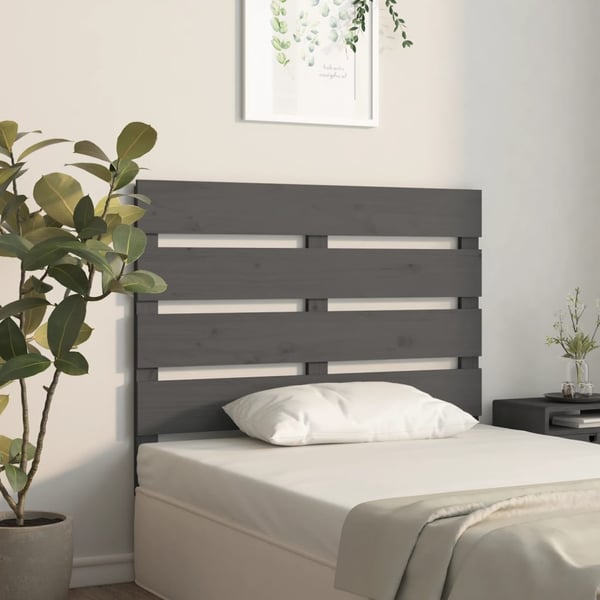 vidaXL Sengegavl grå 100x3x80 cm heltre furu