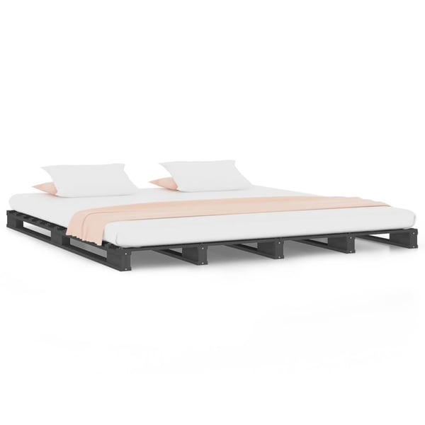 vidaXL Palleseng grå 150x200 cm heltre furu King Size
