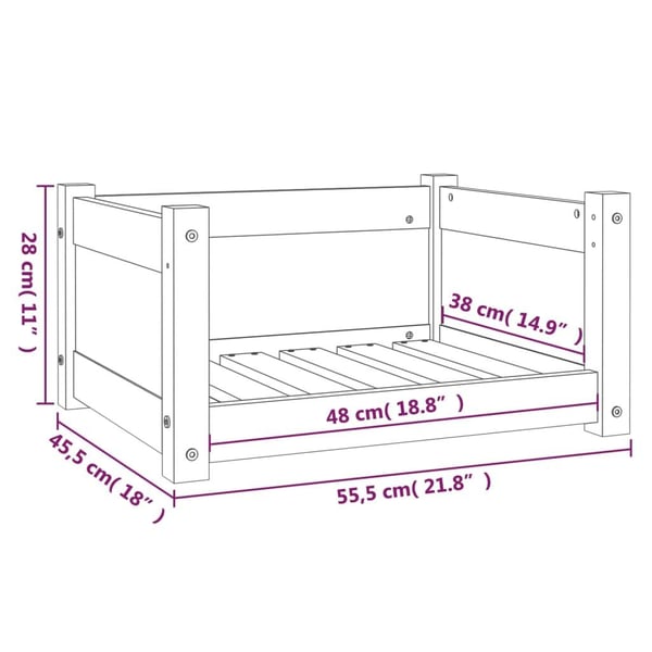 vidaXL Hundeseng honningbrun 55,5x45,5x28 cm heltre furu