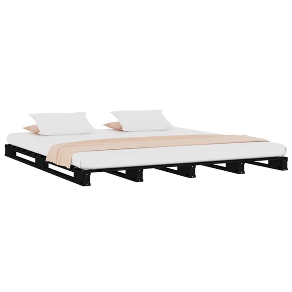 vidaXL Palleseng svart 140x190 cm heltre furu