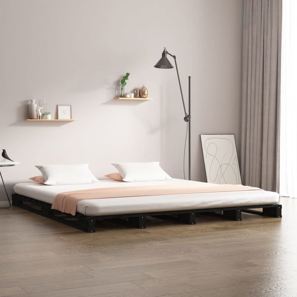 vidaXL Palleseng svart 140x190 cm heltre furu