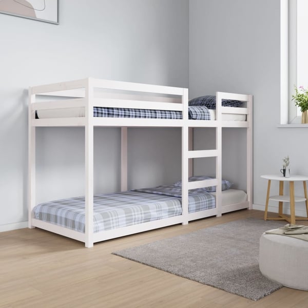 vidaXL køjeseng 75x190 cm massivt fyrretræ hvid