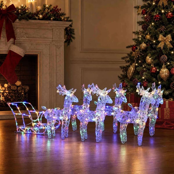 vidaXL rensdyr og kane julefigur 320 LED'er akryl