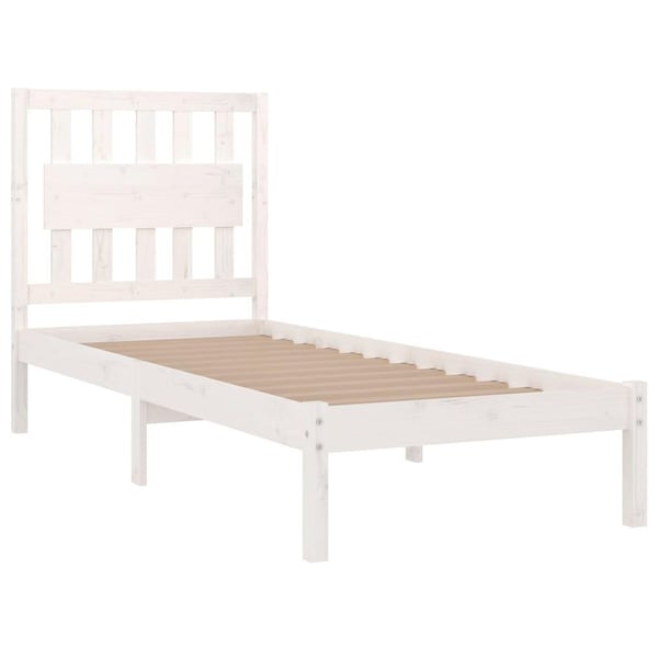 vidaXL Sengeramme hvit heltre furu 90x190 cm Single
