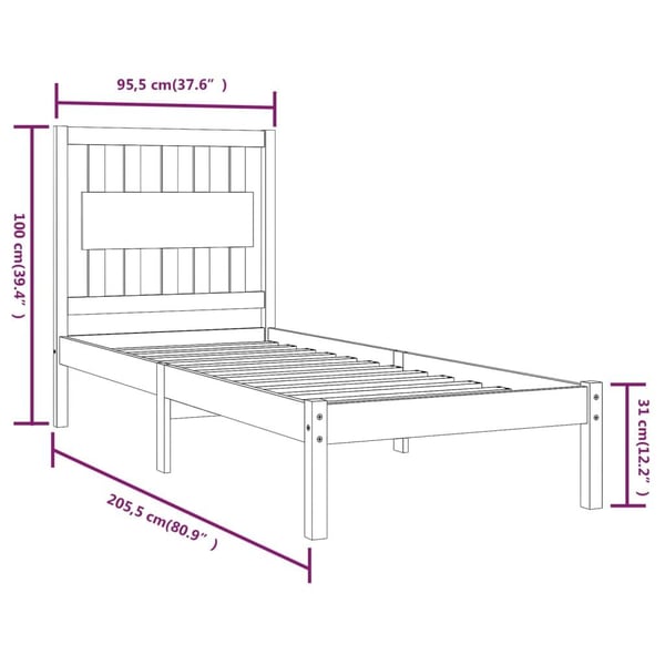 vidaXL Sengeramme hvit heltre furu 90x200 cm