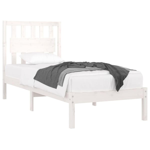 vidaXL Sengeramme hvit heltre furu 90x200 cm