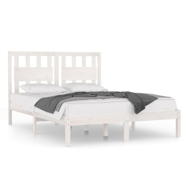vidaXL Sengeramme hvit heltre furu 140x200 cm