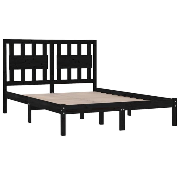 vidaXL Sengeramme svart heltre furu 200x200 cm