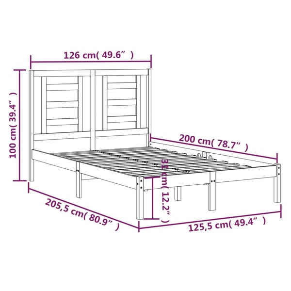 vidaXL Sengeramme uten madrass 120x200 cm heltre furu