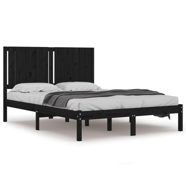 vidaXL Sengeramme svart heltre furu 140x190 cm