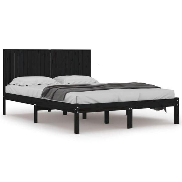 vidaXL Sengeramme svart heltre furu 200x200 cm