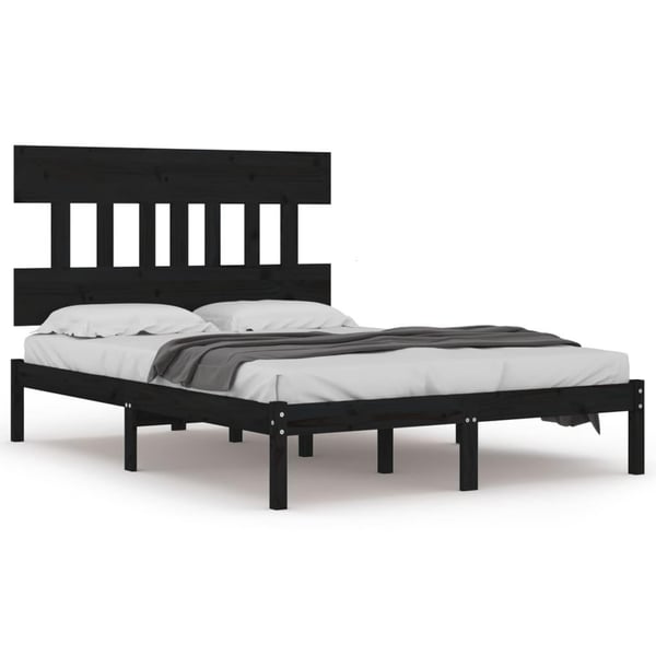 vidaXL Sengeramme svart heltre200x200 cm