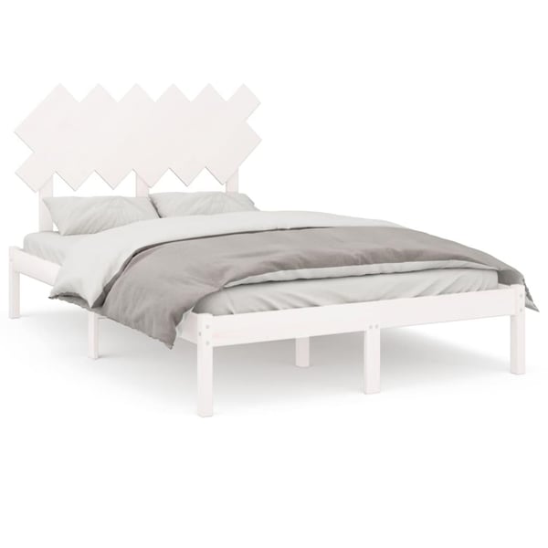 vidaXL Sengeramme hvit 135x190 cm Double heltre