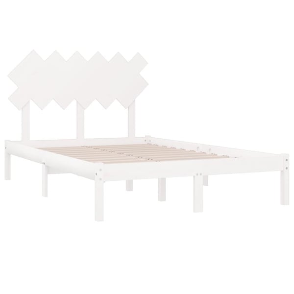 vidaXL Sengeramme hvit 135x190 cm Double heltre