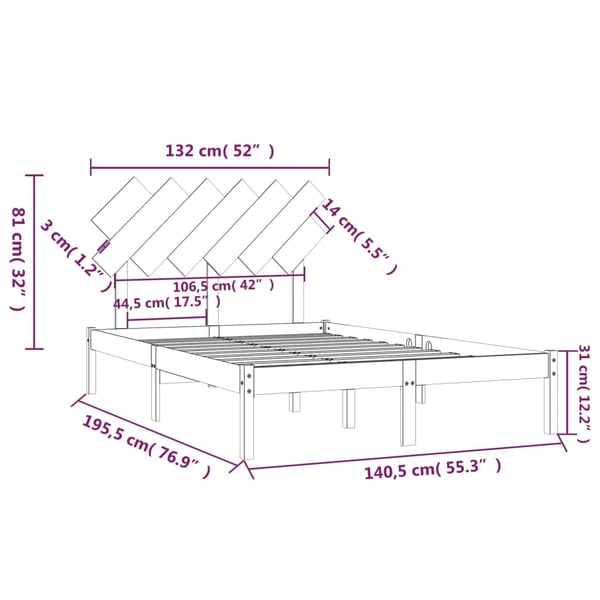 vidaXL Sengeramme 135x190 cm Double heltre