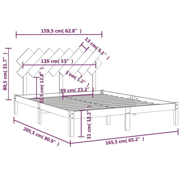 vidaXL Sengeramme hvit 160x200 cm heltre