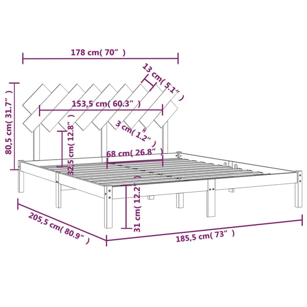 vidaXL Sengeramme hvit 180x200 cm Super King heltre