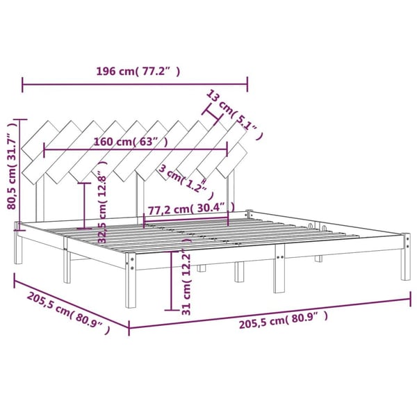 vidaXL Sengeramme hvit 200x200 cm heltre
