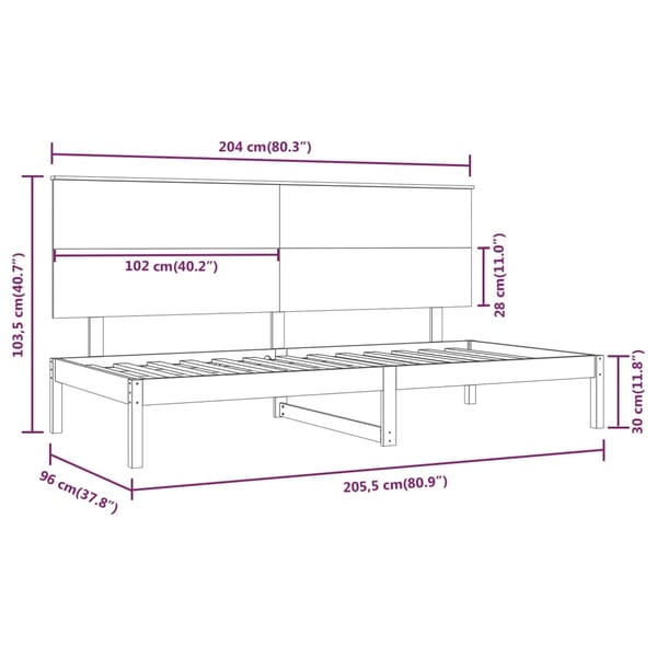 vidaXL Dagseng uten madrass 90x200 cm heltre furu