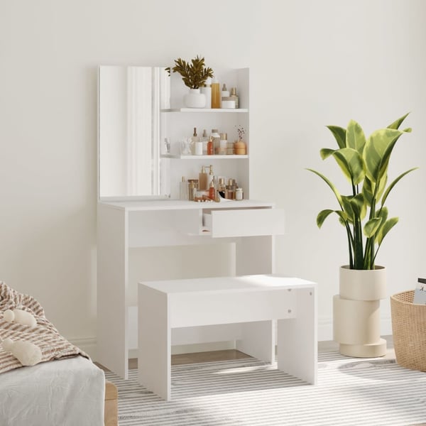 vidaXL Sminkebordsett hvit 74,5x40x141 cm