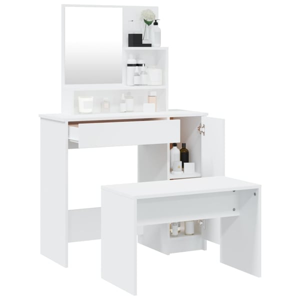 vidaXL Sminkebordsett hvit 86,5x35x136 cm